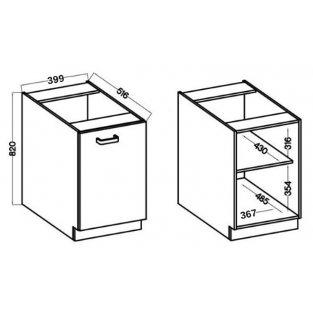 szafka kuchenna dolna 40 cm NIVA regulowane nogi 40 D 1F BB